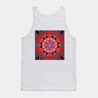 Cartoon Mandala Red Pink and Blue Tank Top